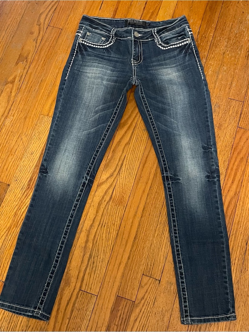 Premiere by Rue 21 Dark Bedazzled Skinny Jeans